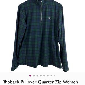 Rhoback Women's Green Plaid Quarter Zip Pullover